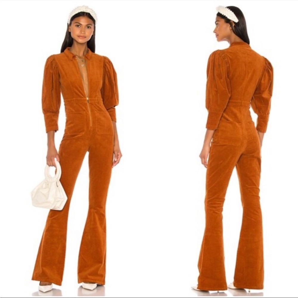 📺WeWoreWhat 70s Corduroy Jumpsuit (Orange)